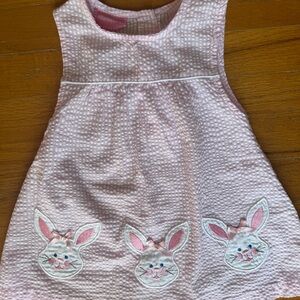 Pink Sleeveless Dress with Bunny Appliques